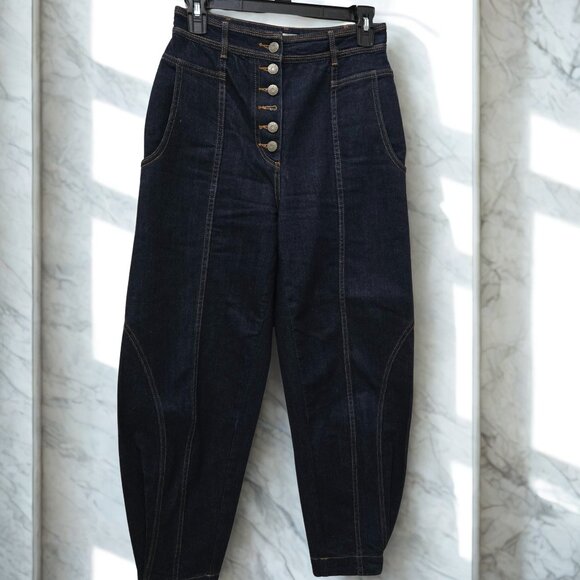 👖 ULLA JOHNSON High-Waisted Button-Fly Jeans Size 0 - Picture 1 of 7